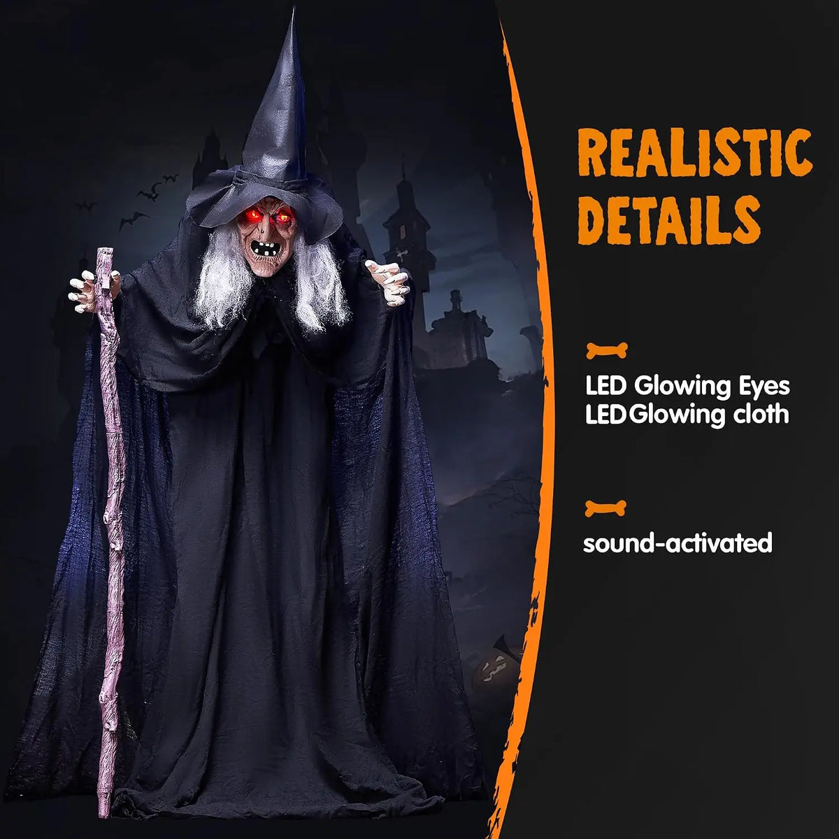Joyfy Animated Witch Outdoor Halloween Decoration With Lights And Sounds