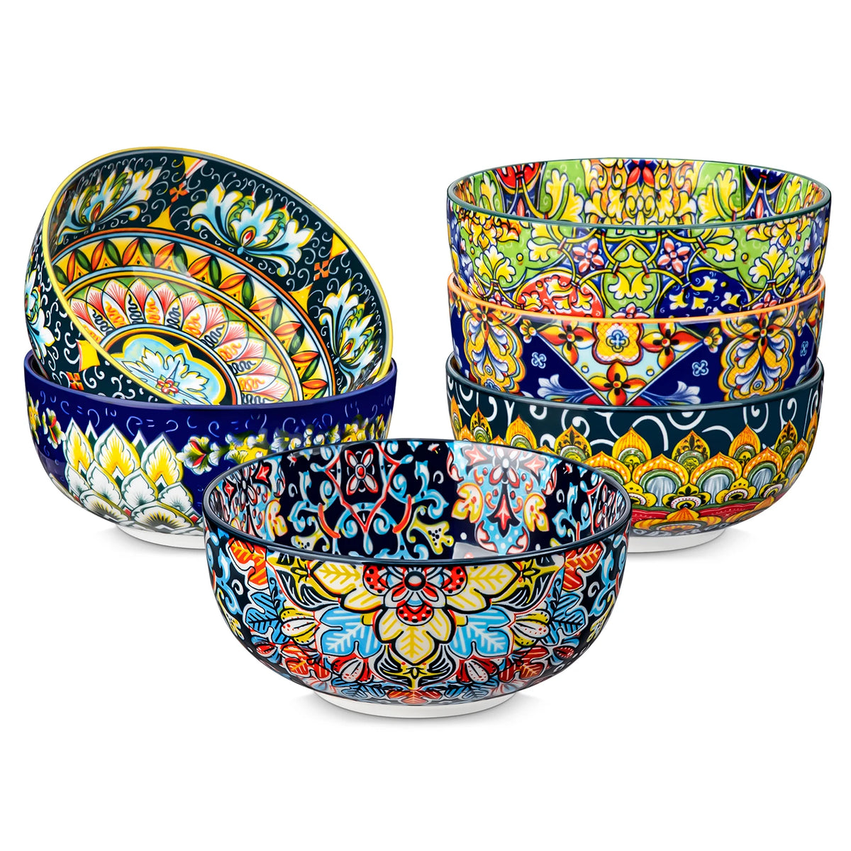 Malacasa Porcelain Cereal Bowl Set Featuring Elegant Floral Design
