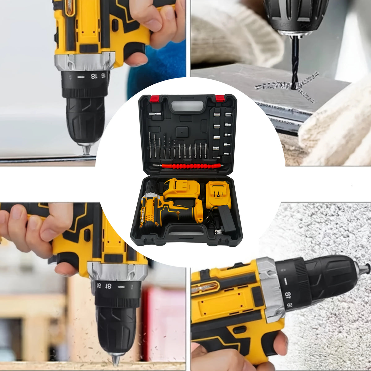 Professional 24 Piece Cordless Drill Kit With Carry Case