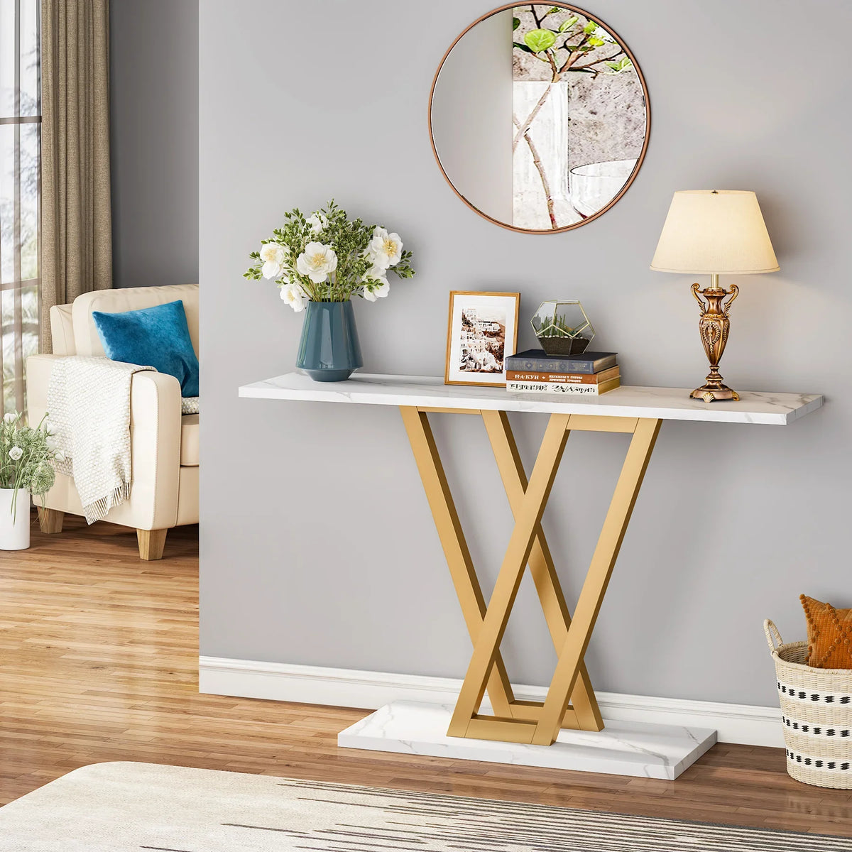 Tribesigns Modern Industrial Console Table For Entryway Hallway