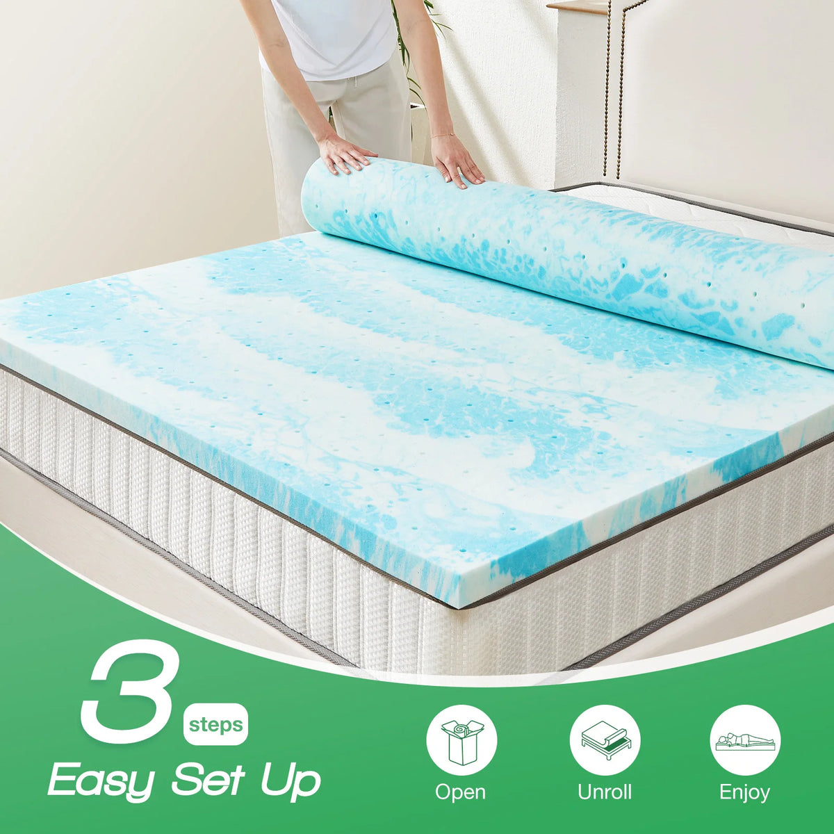 JHK Premium Comfort Latex And Polyester Mattress Topper