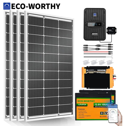 ECO-WORTHY Off Grid Solar Kit With MPPT Controller And Batteries