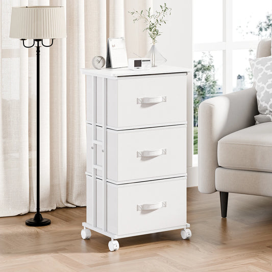 JHK 3 Drawer Rolling Dresser Storage Cabinet Steel Frame Organizer