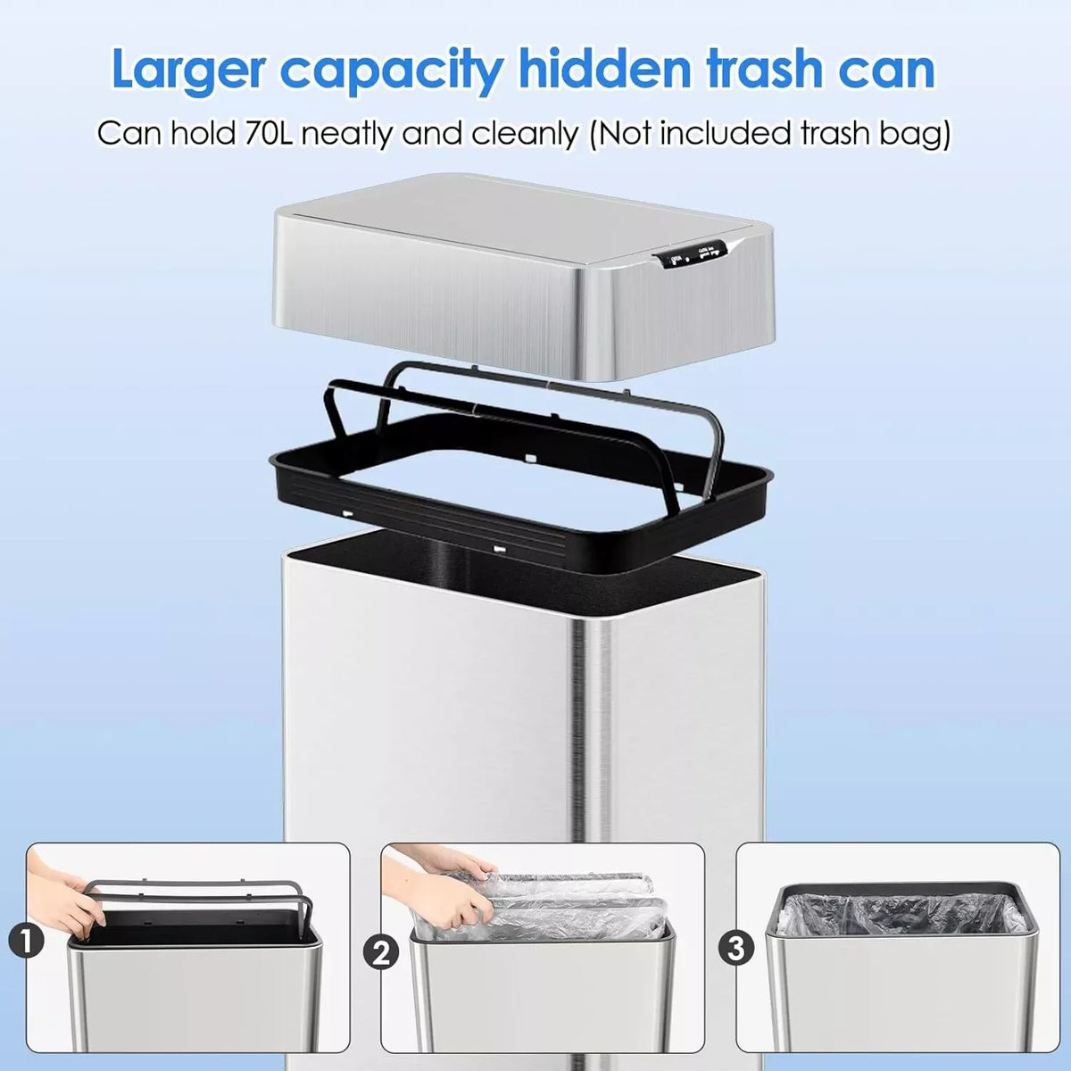 Homfa Stainless Steel Automatic Motion Sensor Kitchen Trash Can