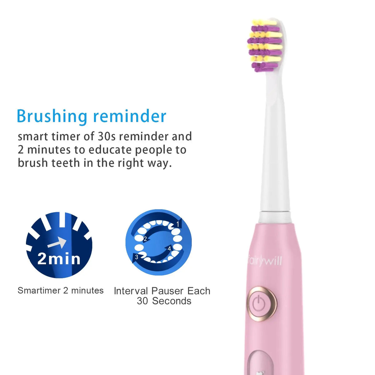 Fairywill FW507 Sonic Electric Toothbrush With USB Charging
