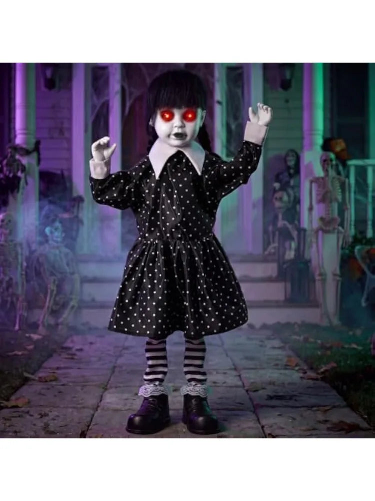 Joyfy Halloween Animatronic Ghost Doll With Glowing Eyes