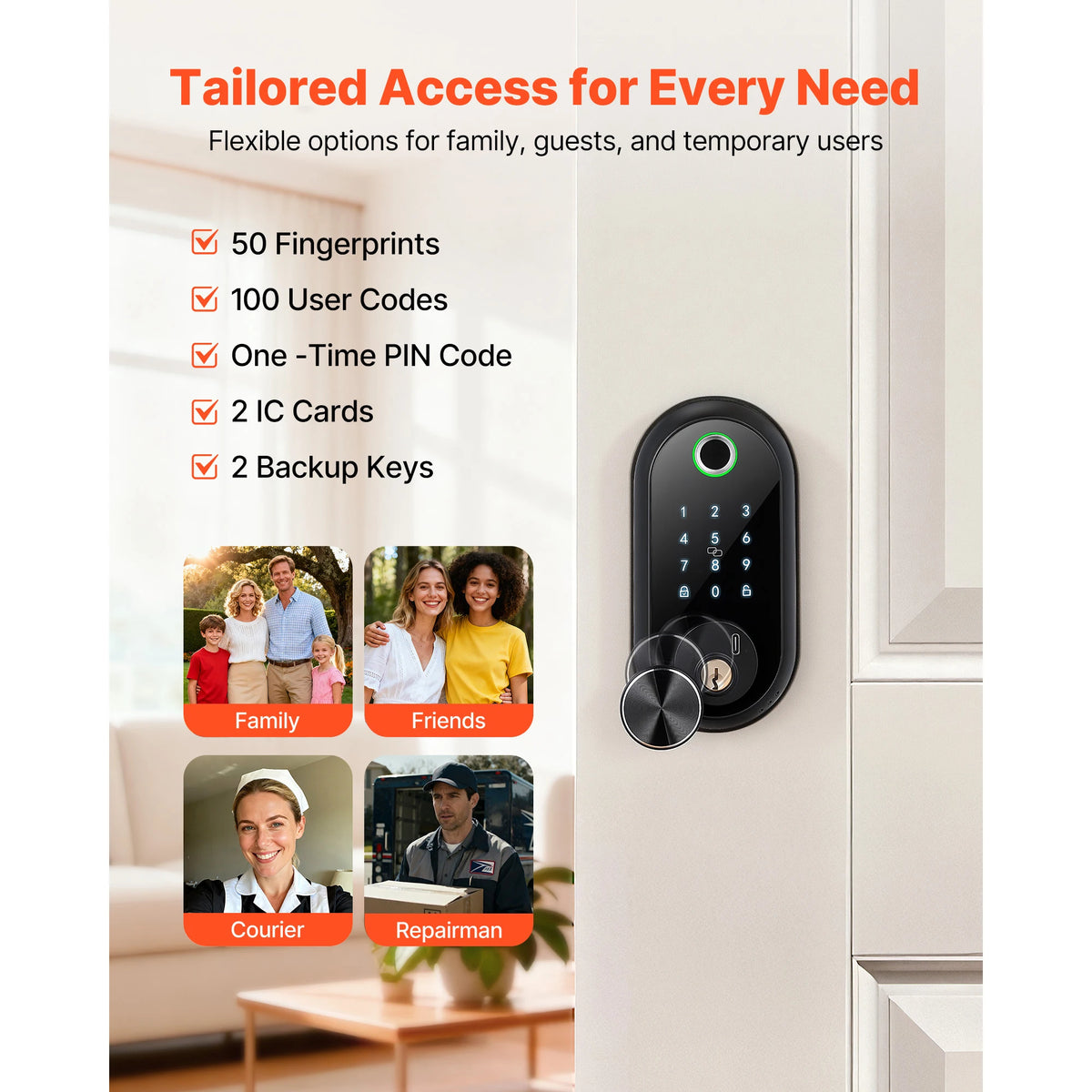 SucceBuy Electronic Fingerprint Door Lock With Touchscreen Auto Locking
