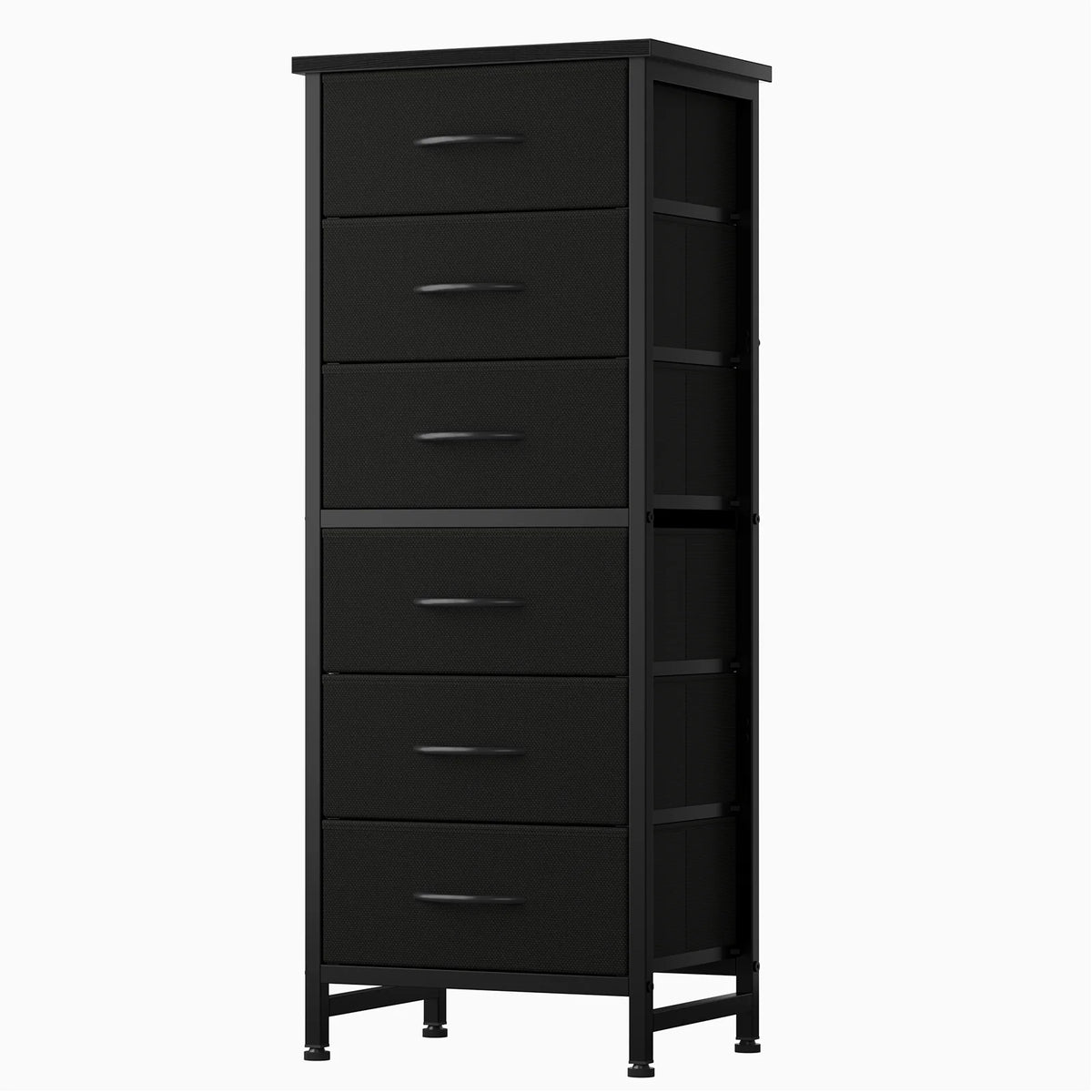JHK 6 Fabric Drawer Dresser Wood Top Metal Frame Tower