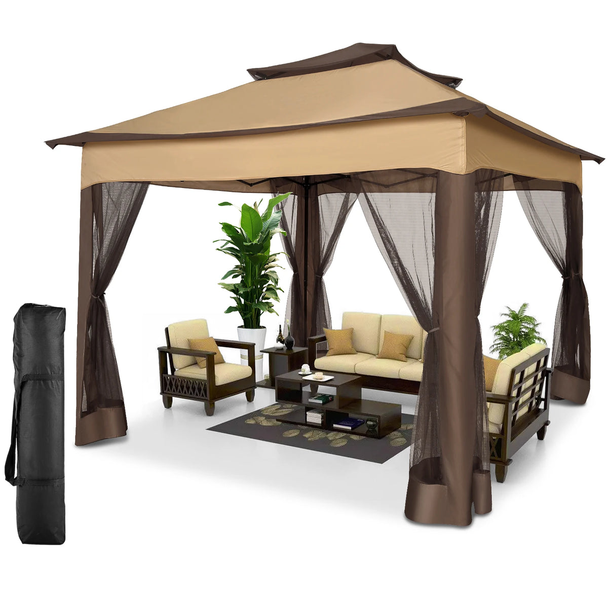 Tooluck Pop Up Gazebo With Mosquito Netting And Double Ventilation