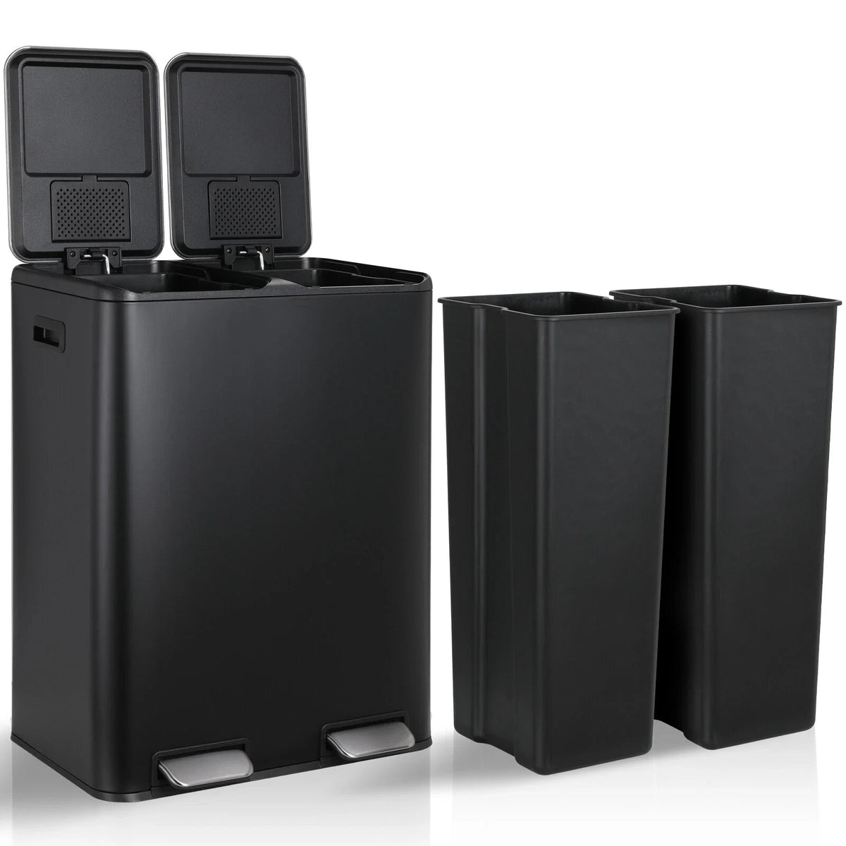 Dual Stainless Steel Step Trash Can With Built In Filter