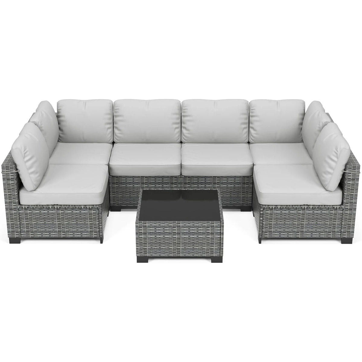 HobbyLane Modular PE Rattan Wicker Outdoor Sectional Sofa Set