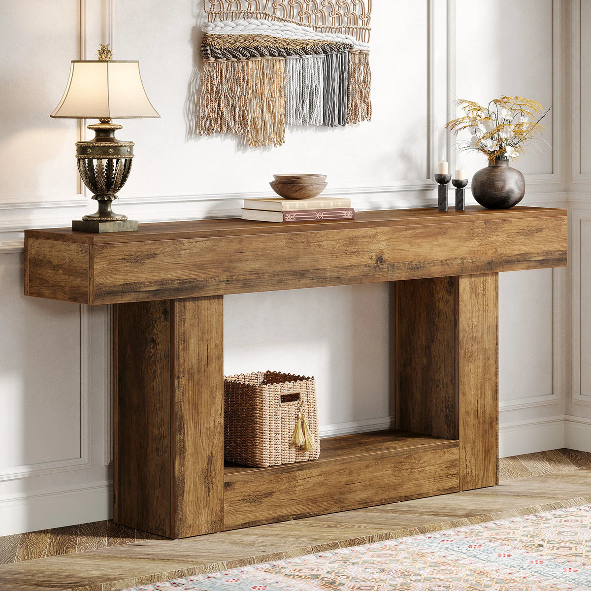 Tribesigns Farmhouse Console Table With Sturdy U Shaped Base
