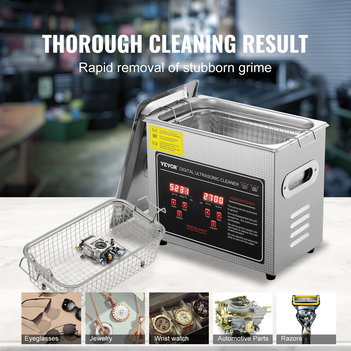 SucceBuy Stainless Steel Ultrasonic Cleaner Portable Home Appliance