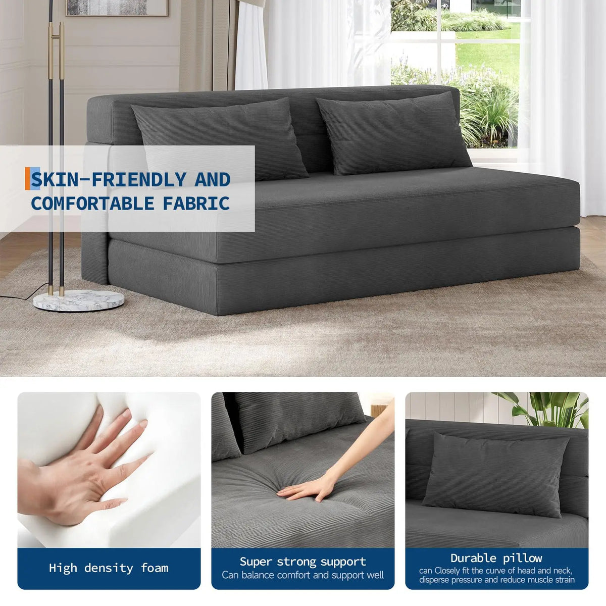 HobbyLane Folding Sofa Bed Convertible Sleeper Loveseat For Home