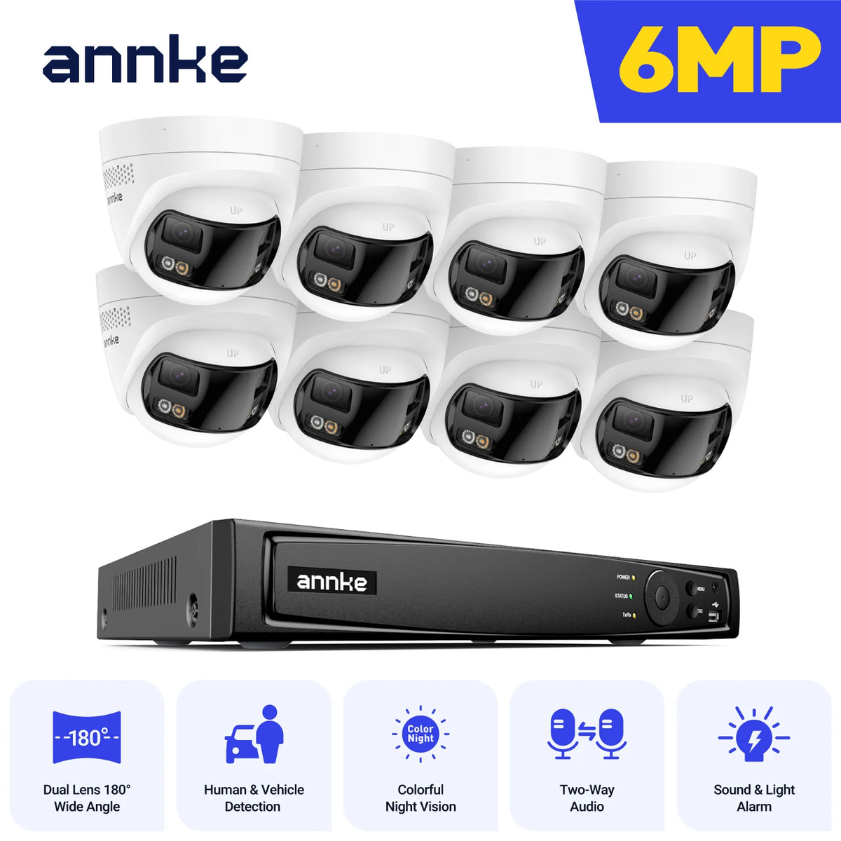 Annke 8mp 4k 180 Panoramic Dual Lens Cctv Camera System