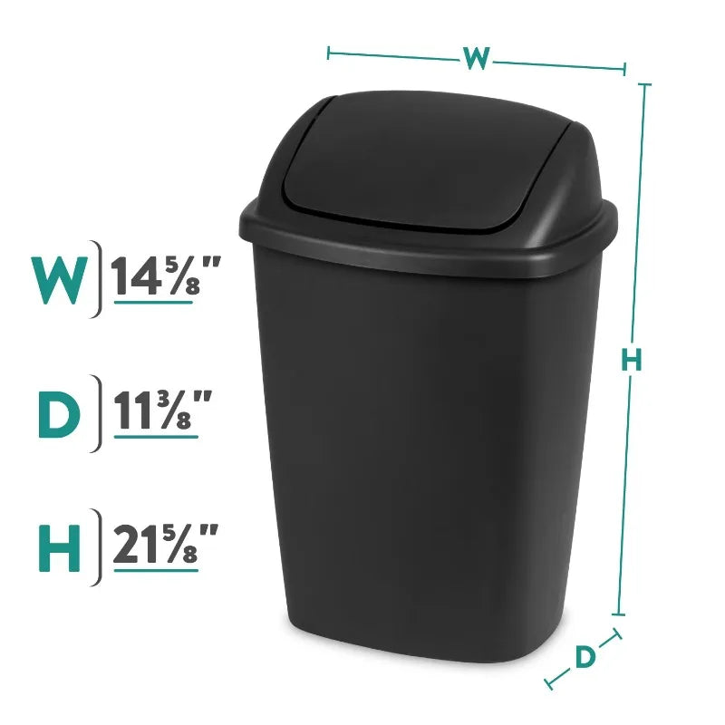 Stylish Kitchen Plastic Garbage Bin With Durable Swing Top Lid