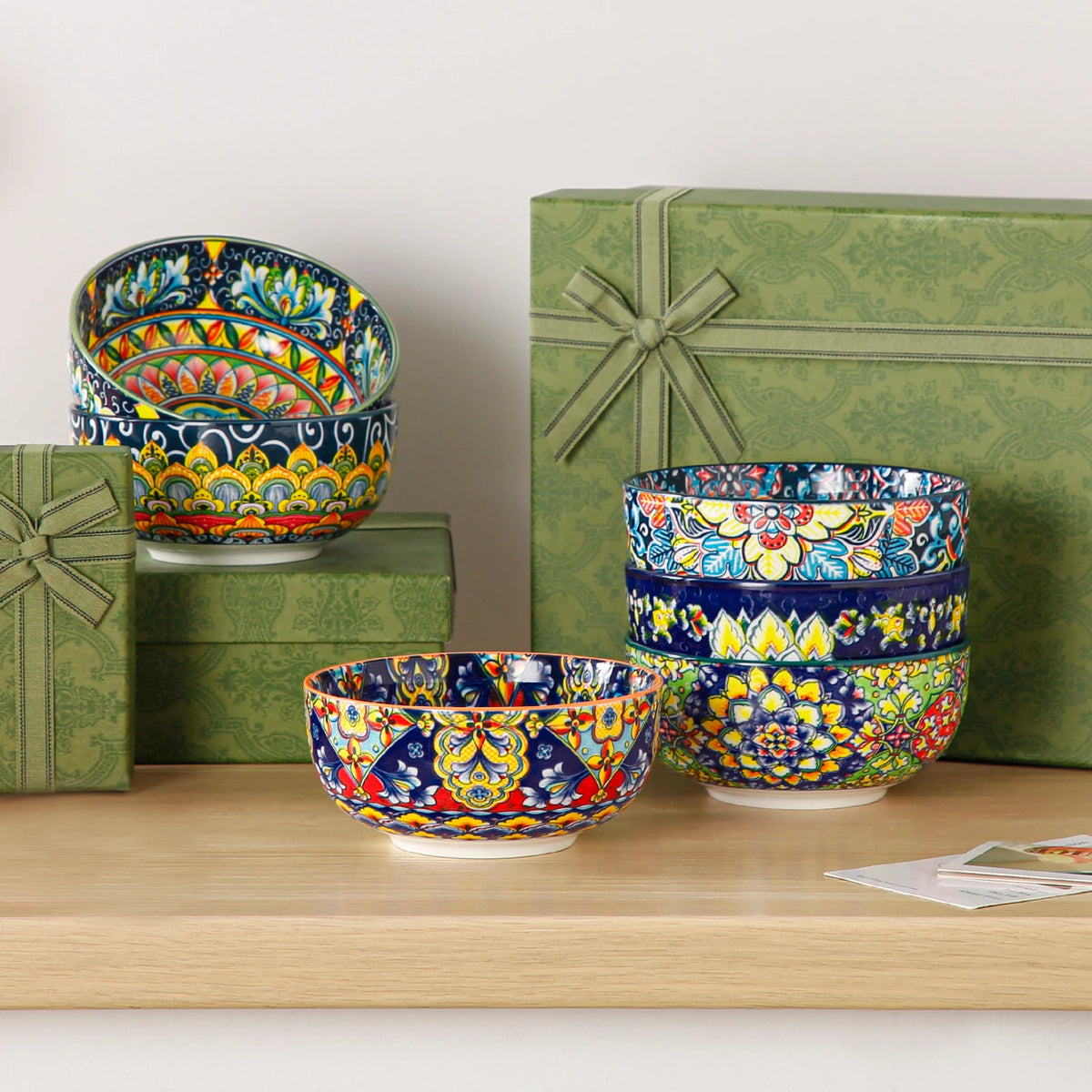 Malacasa Porcelain Cereal Bowl Set Featuring Elegant Floral Design