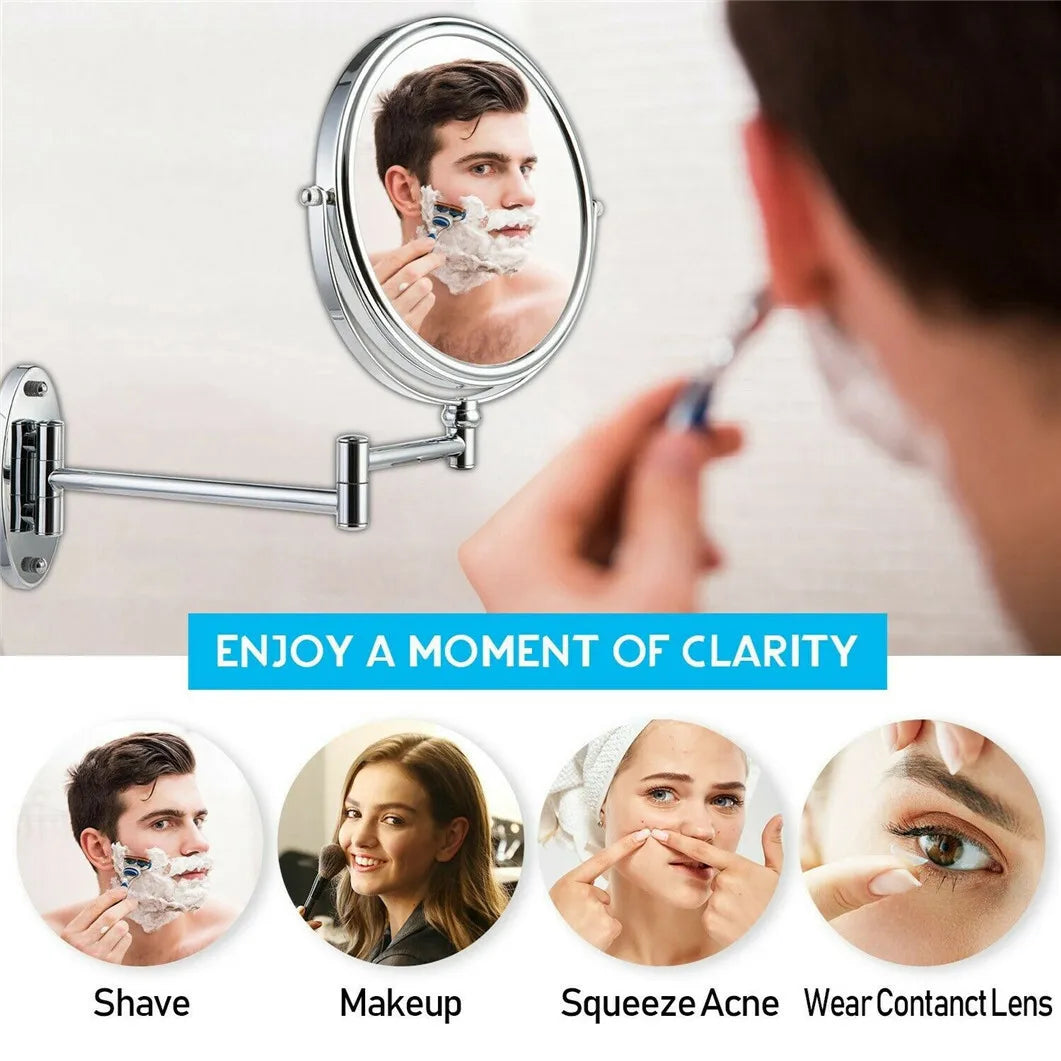 BORWART 10X Magnifying Swivel Wall Mounted Double Sided Vanity Mirror