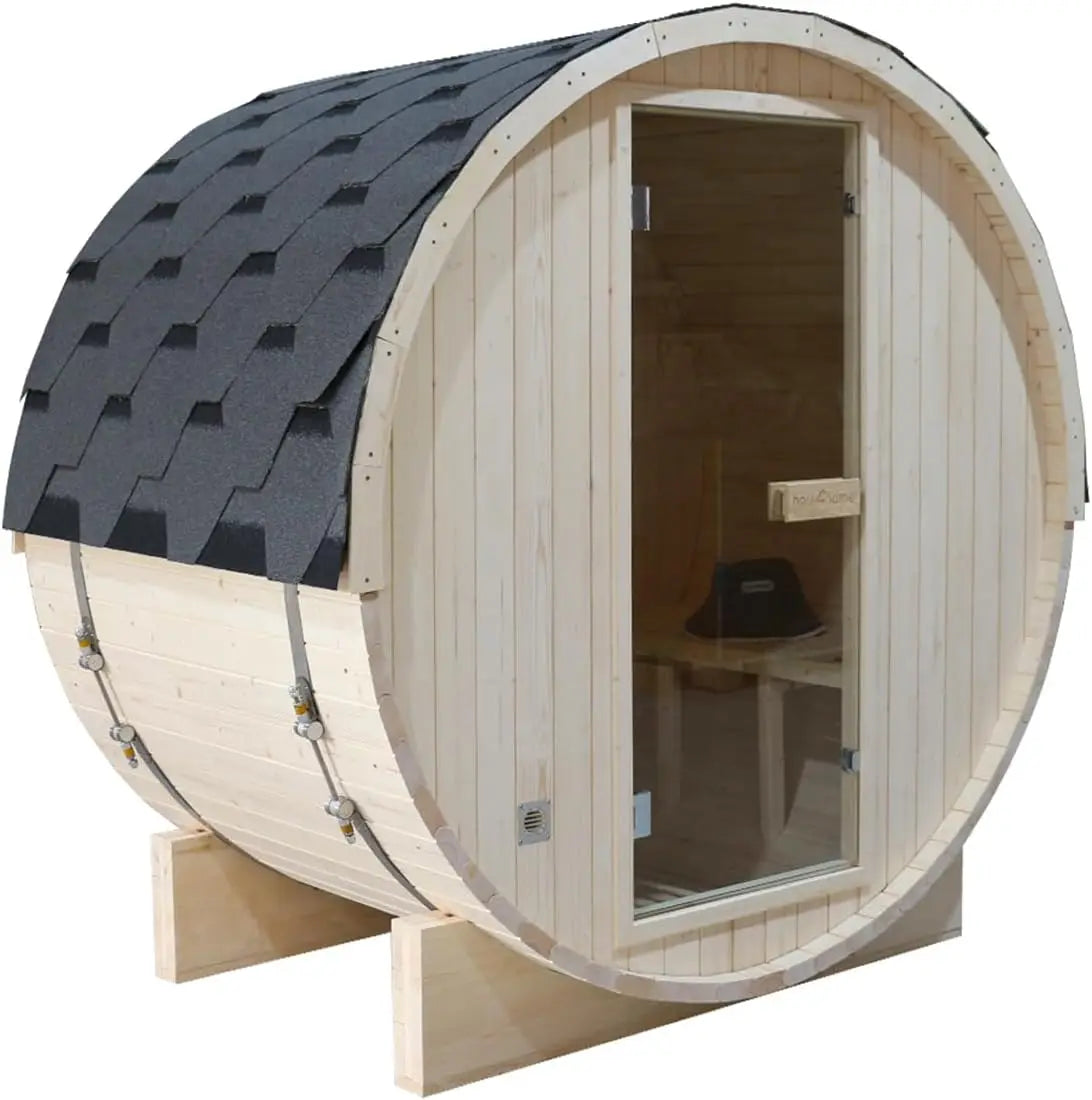 SMARTMAK Outdoor Barrel Steam Sauna With Harvia Electric Heater