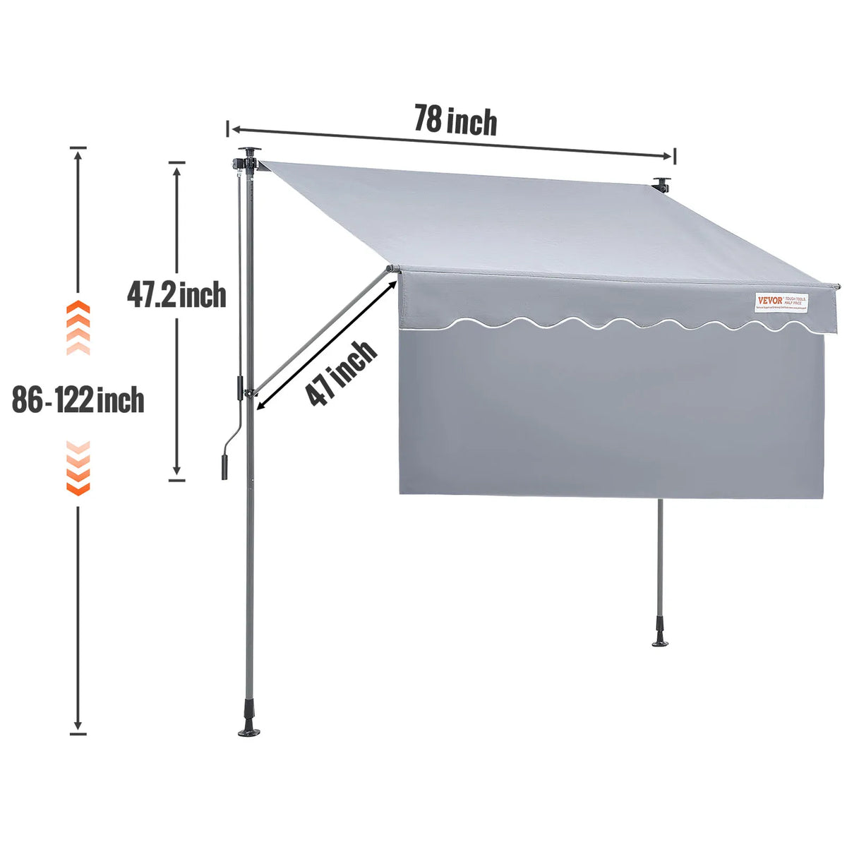 Succebuy Manual Retractable Awning Outdoor Water Resistant Sun Shade