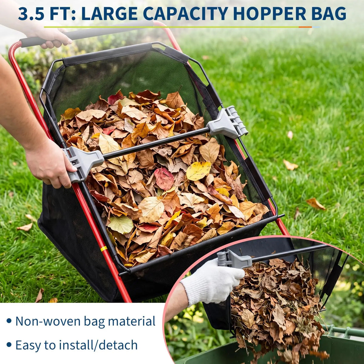 HiMISS Manual Push Lawn Sweeper Featuring Large Collection Hopper