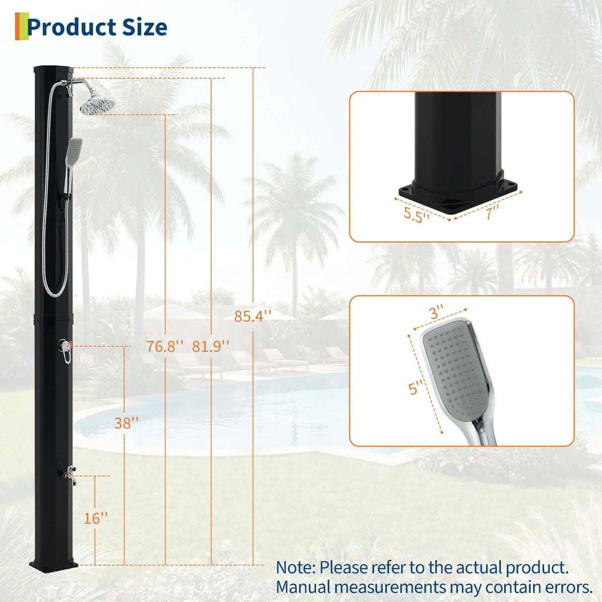 HiMISS Solar Heated Pool Shower Freestanding Outdoor Pool Side Shower