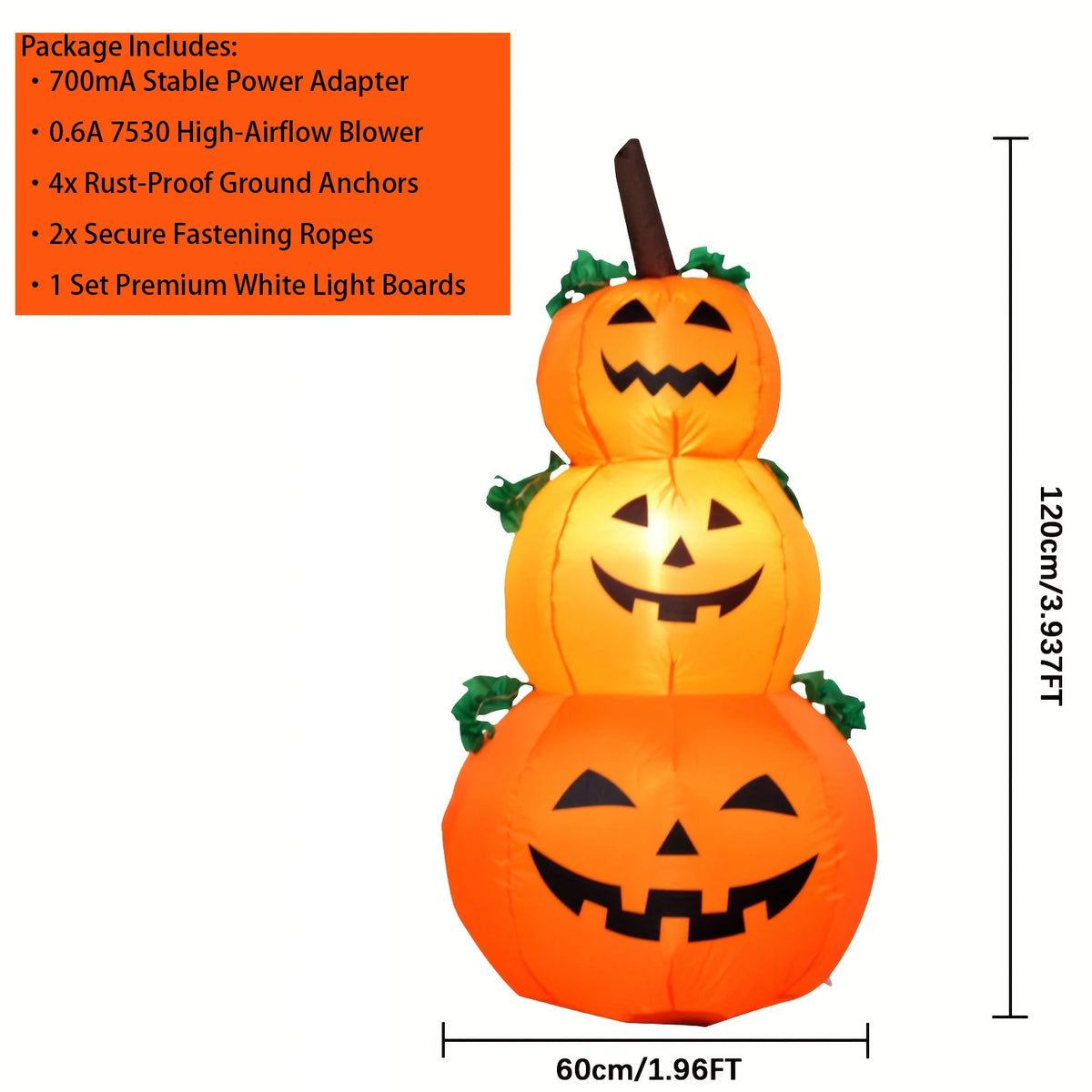 LED Inflatable Stacked Pumpkin Halloween Yard Decoration