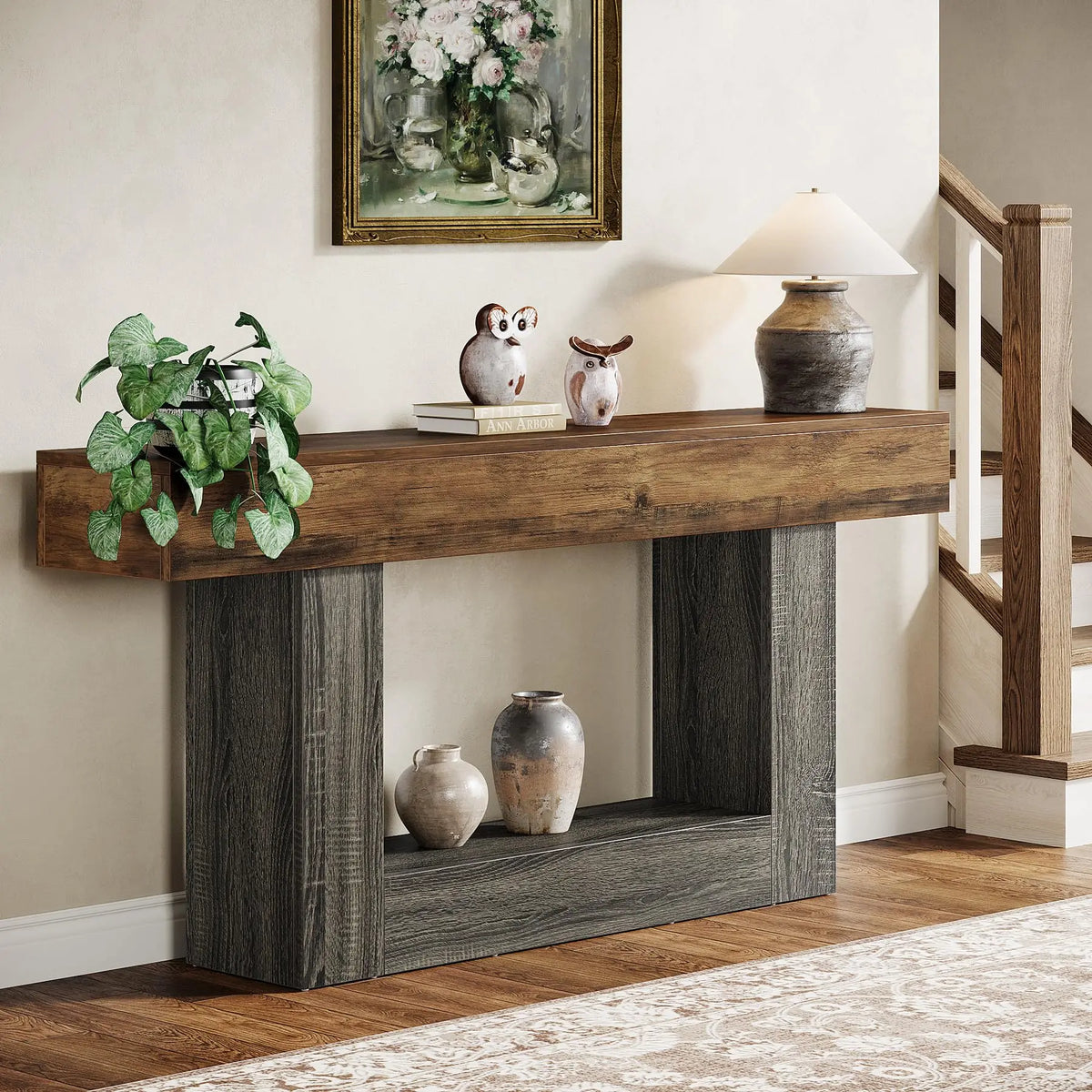 Tribesigns Farmhouse Console Table With Sturdy U Shaped Base