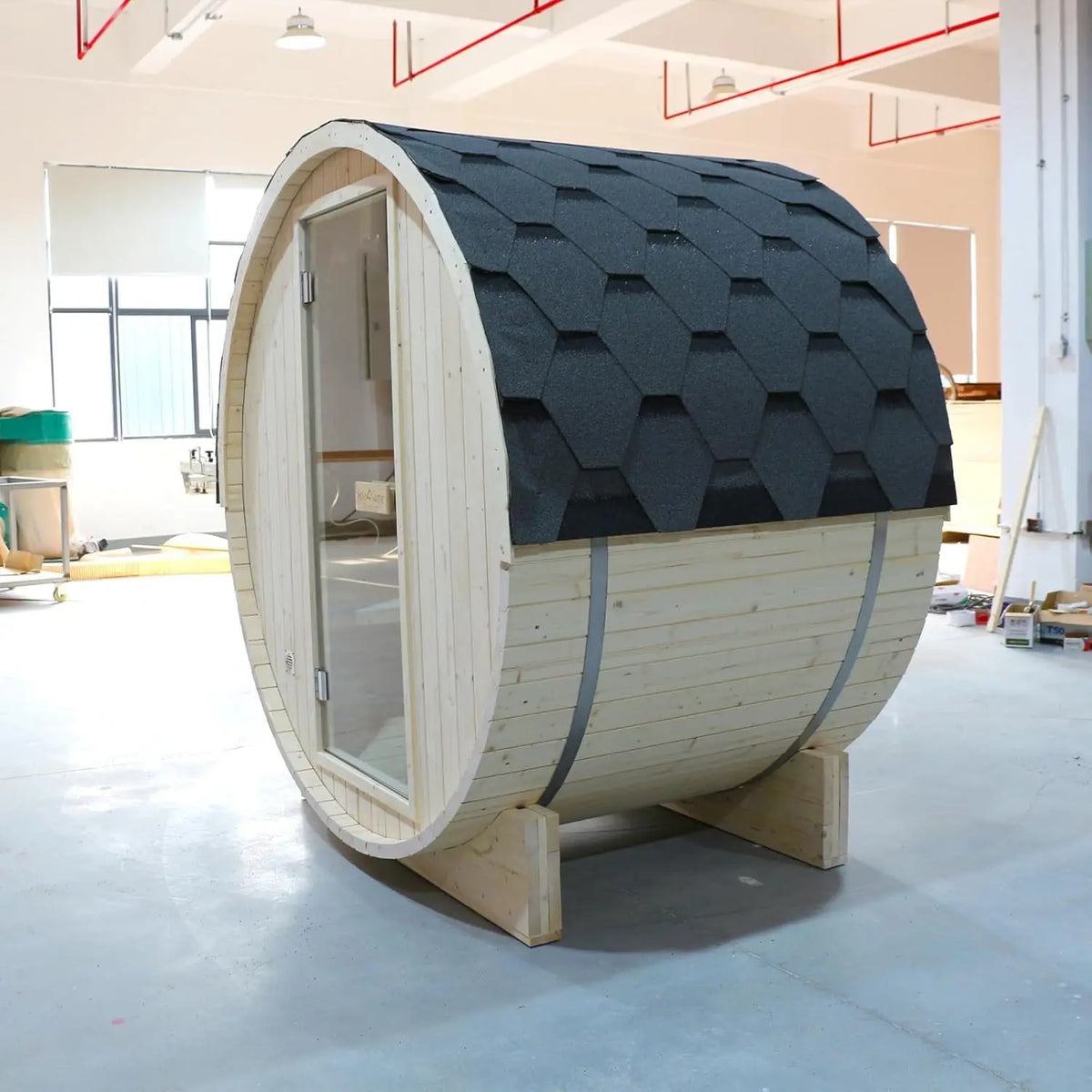 SMARTMAK Outdoor Barrel Steam Sauna With Harvia Electric Heater