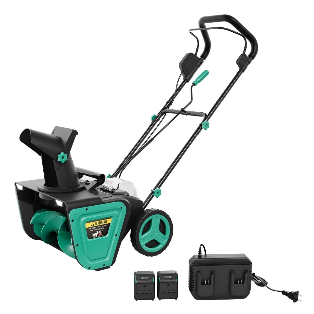 Cordless Brushless Snow Blower With Dual Battery And Led Lighting