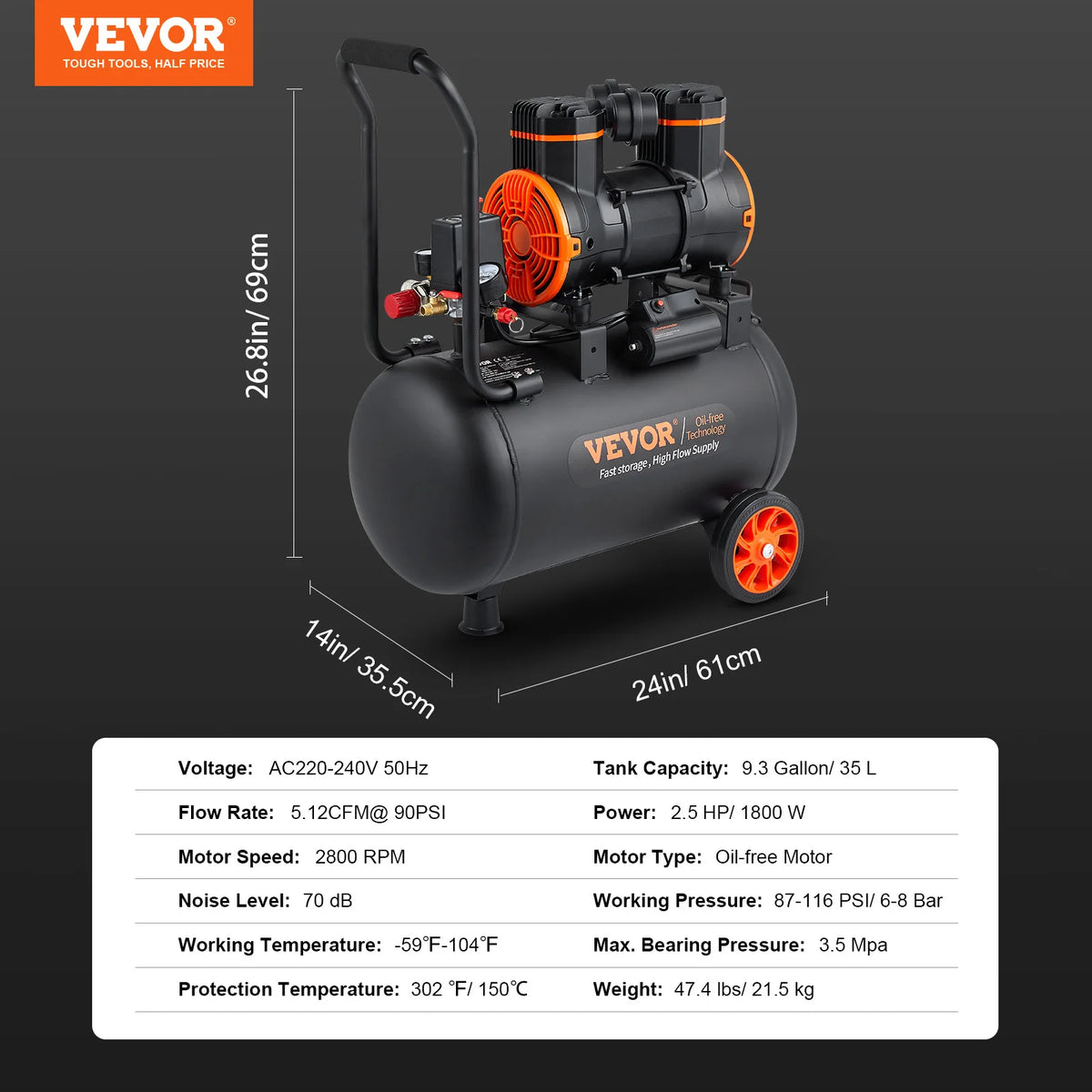 Succebuy Professional Oil Free Portable Air Compressor