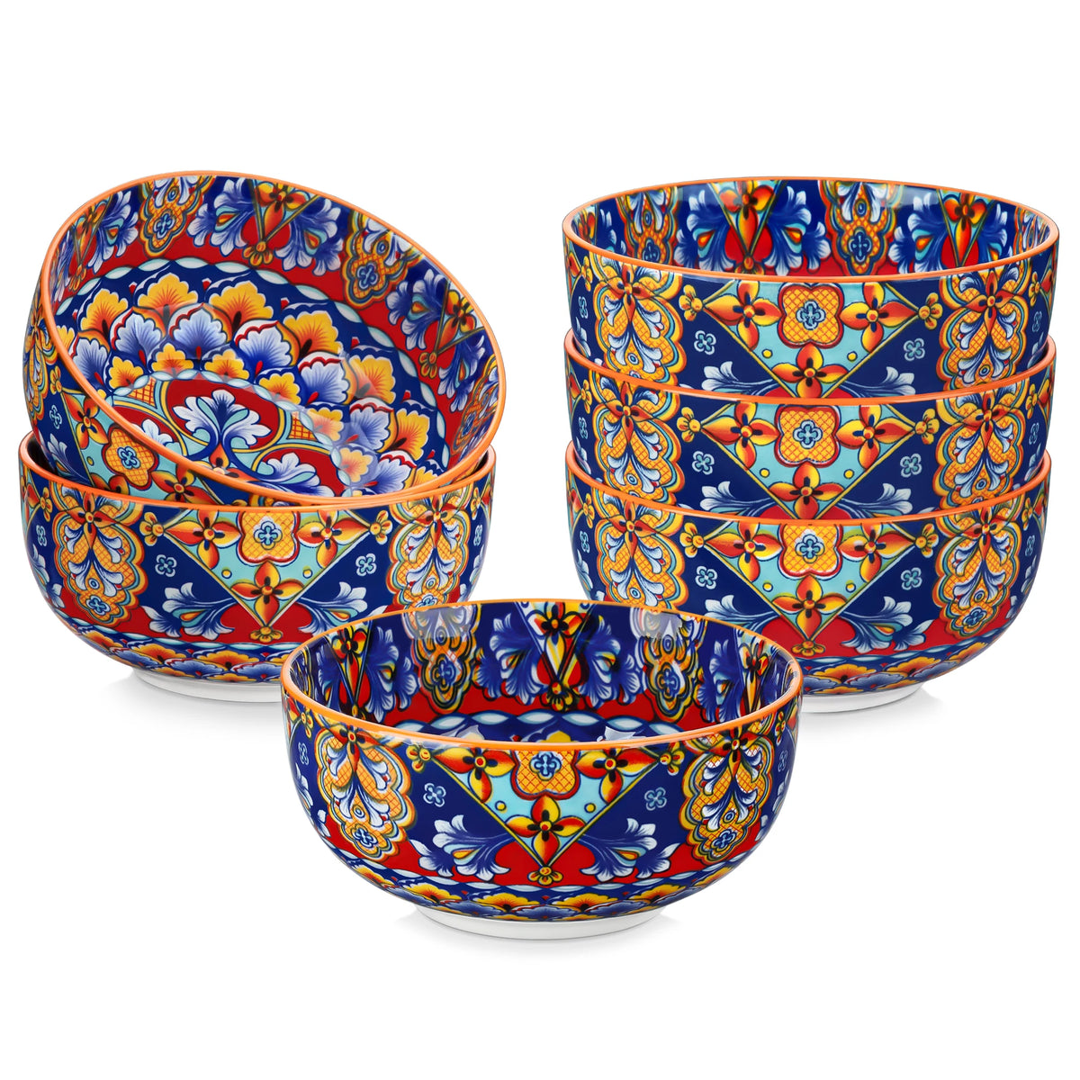 Malacasa Porcelain Cereal Bowl Set Featuring Elegant Floral Design