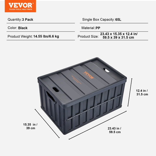 Three Pack Collapsible Storage Bins With Lids For Home Organization