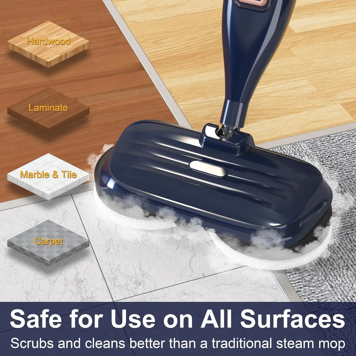 Inse VM6 Lightweight Steam Mop With Rotating Pad For Floors