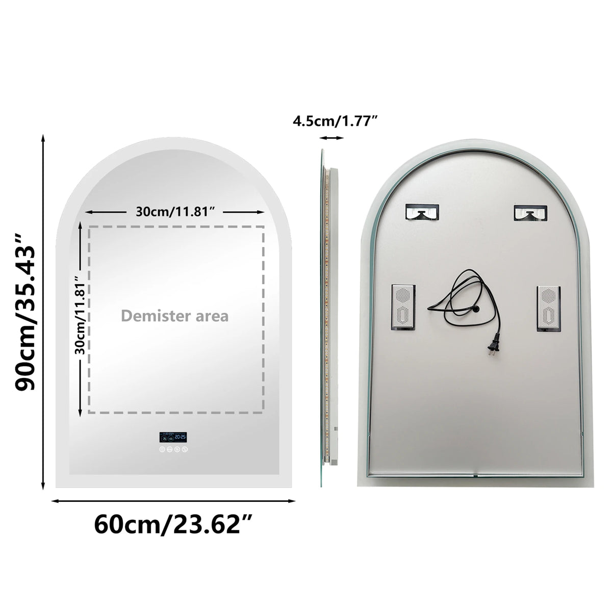 BORWART LED Arch Bathroom Mirror With Bluetooth And Anti Fog Lighting