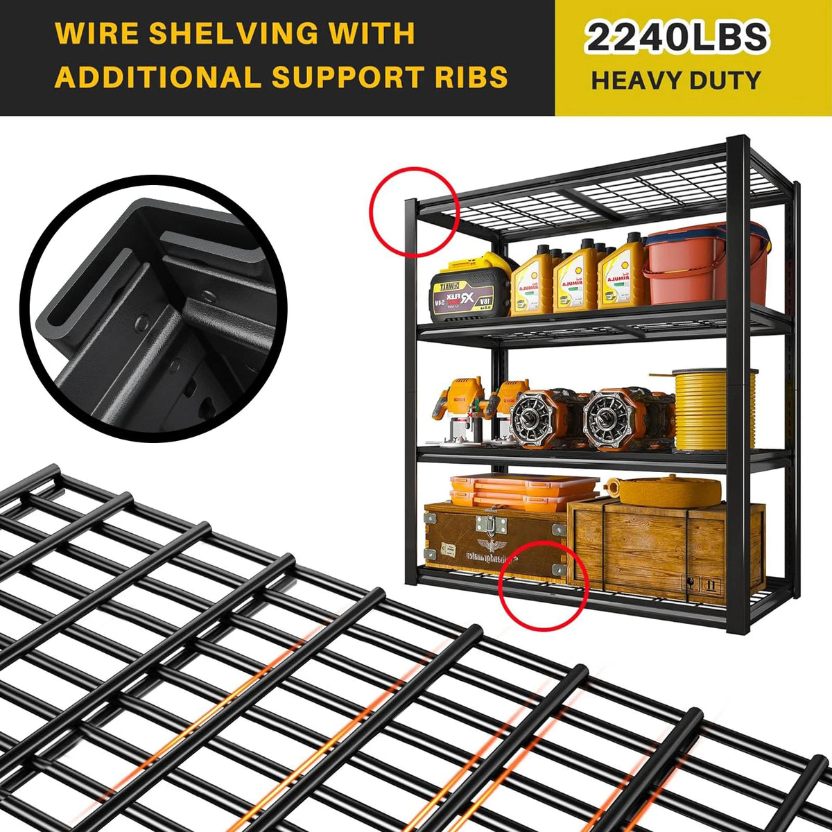 Sarenzoon Sturdy Metal Rack With Four Shelves For Garage Storage