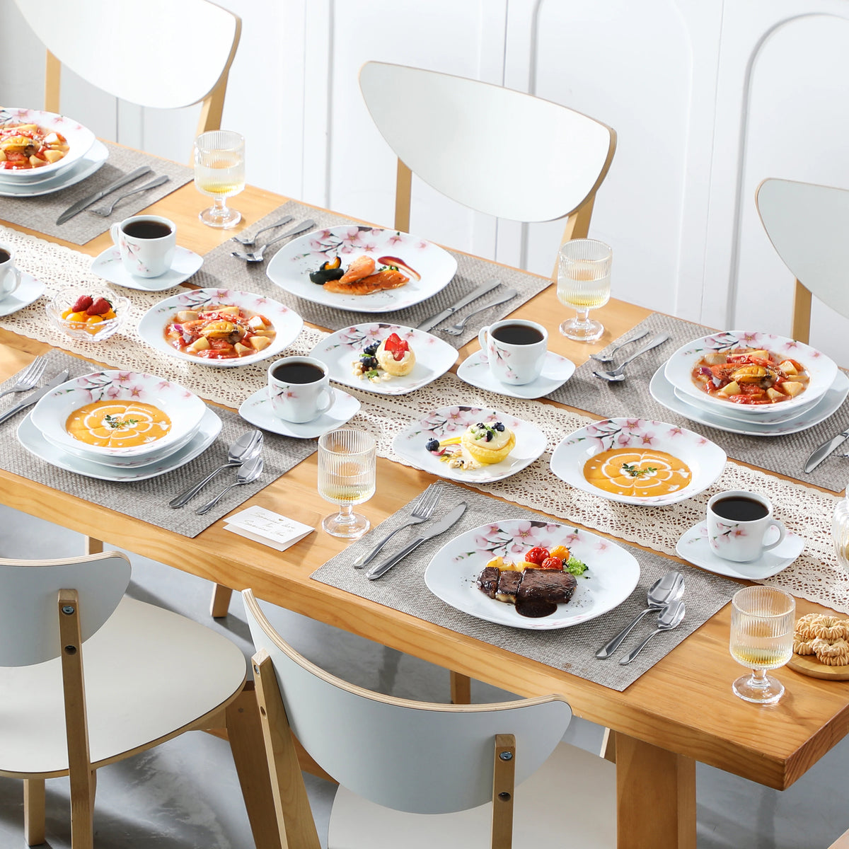 Malacasa Porcelain Floral Dinnerware Set Service For Six