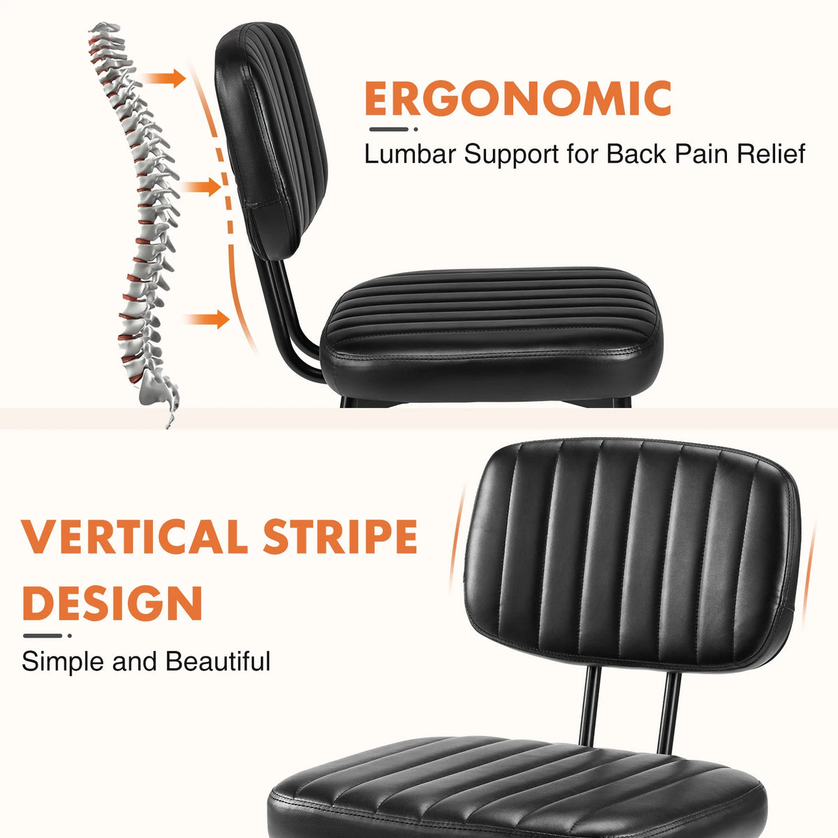 JHK Set Of Two Ergonomic Dining Chairs With Padded Seating