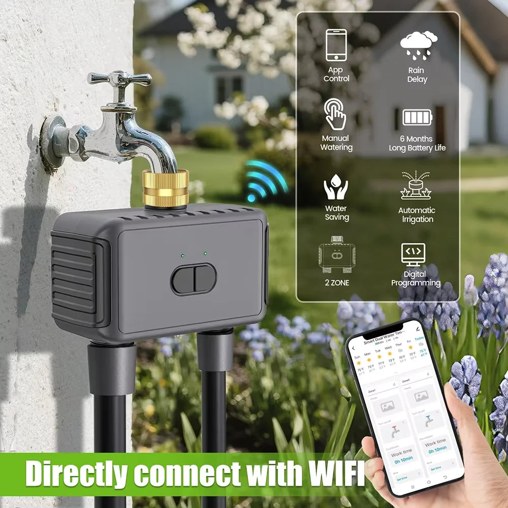 Insoma Wifi Direct Automatic Water Timer Garden Irrigation Dual Hose