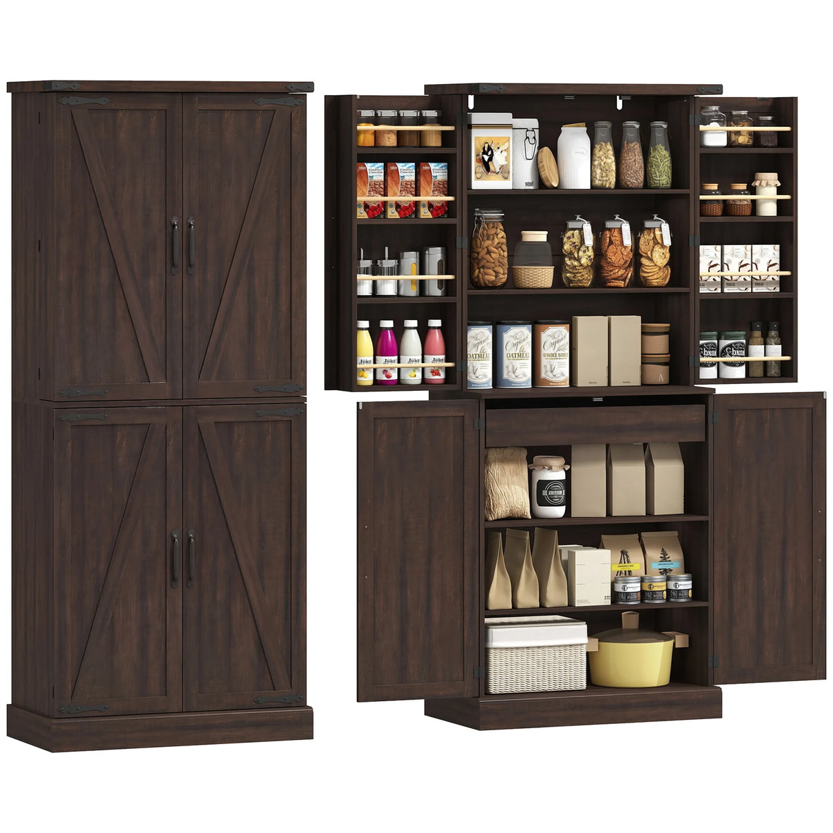 HOMCOM Modern Kitchen Pantry Cabinet With Ample Storage Space