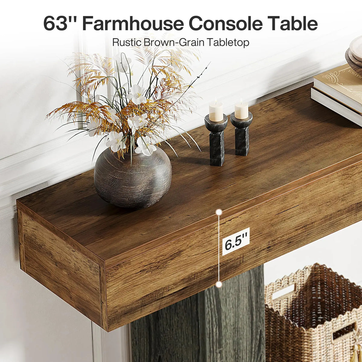 Tribesigns Farmhouse Console Table With Sturdy U Shaped Base