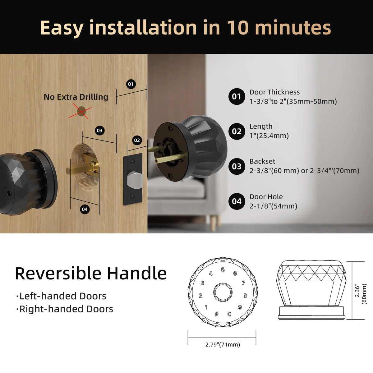 Viladepot Fingerprint Smart Lock With App Control For Indoor Doors