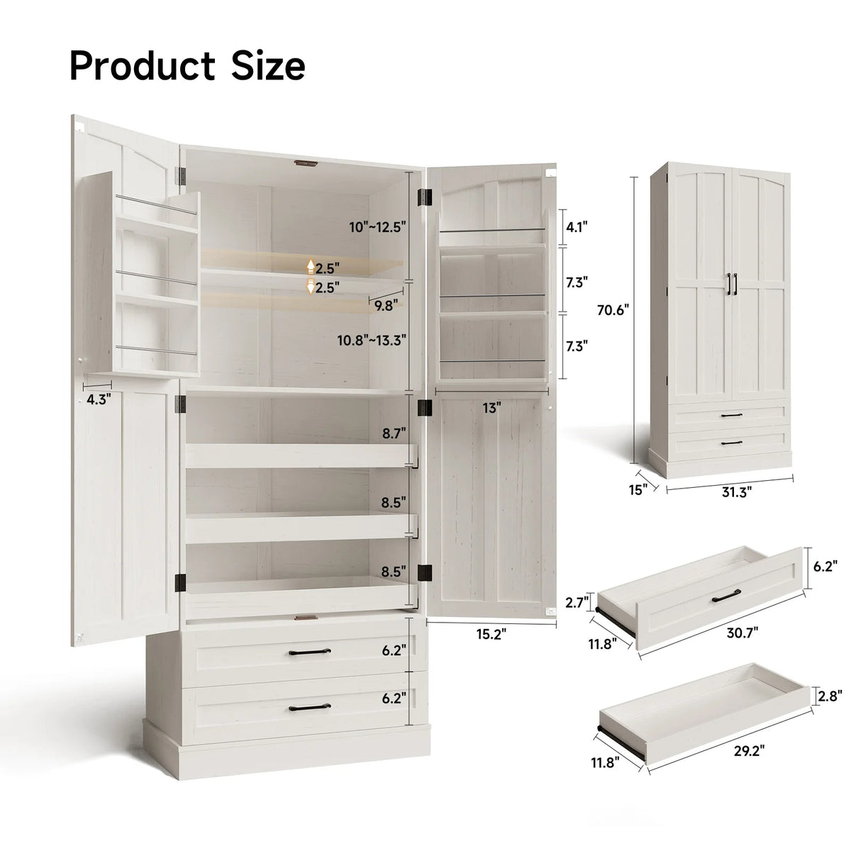 Onbrill 6 Door Kitchen Pantry Storage Cabinet With Shelves