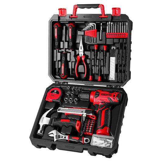 DEKO 126 Piece Cordless Drill With Complete Home Tool Kit