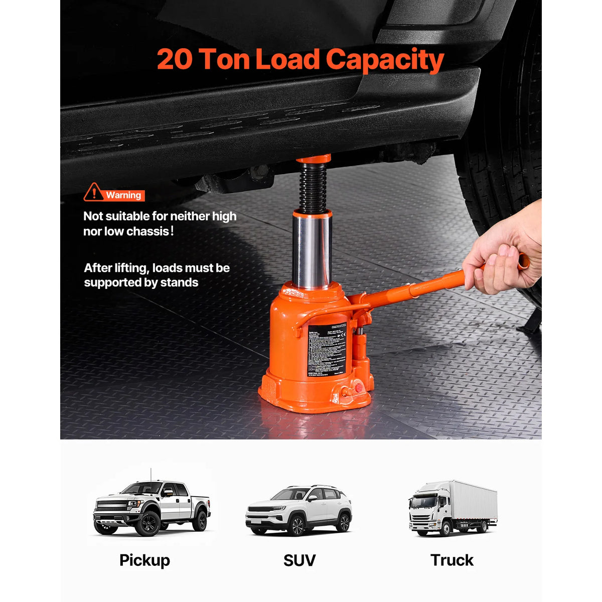 SucceBuy Heavy Duty Hydraulic Bottle Jack For Vehicle Repair