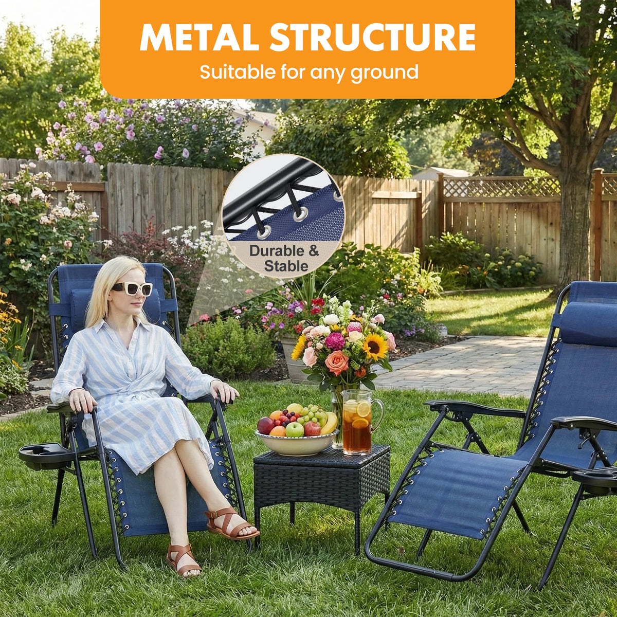 MCQ Outdoor Zero Gravity Folding Lounge Chair With Cup Holder