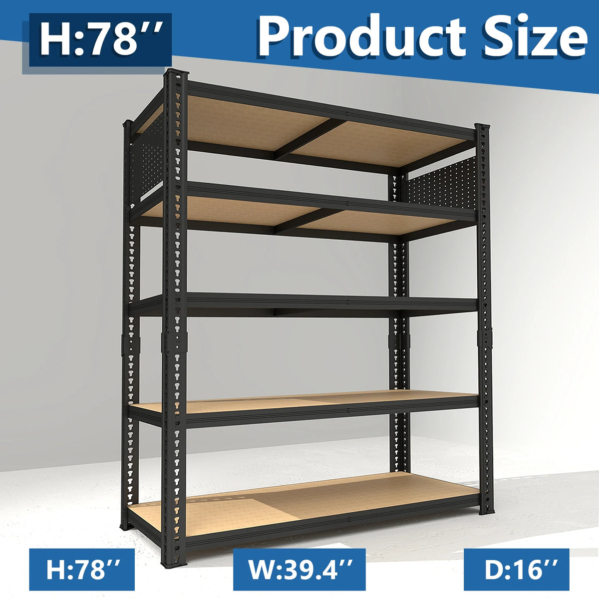Sarenzoön Heavy Duty Adjustable Metal Shelving Unit With Pegboard