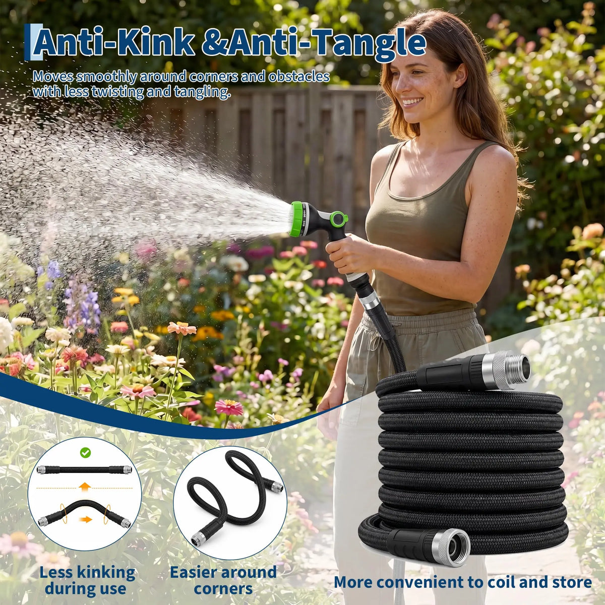 HiMiss Nonexpandable Braided Garden Hose With TPE Inner Tube