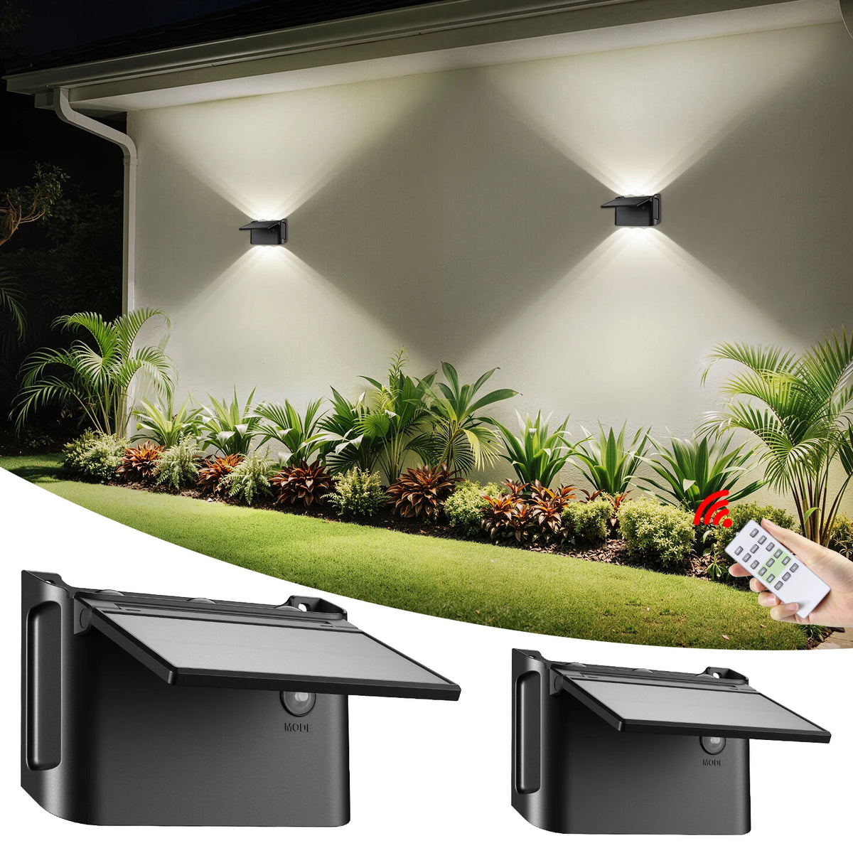 Intelamp Solar Wall Lights With Remote And Adjustable Lighting