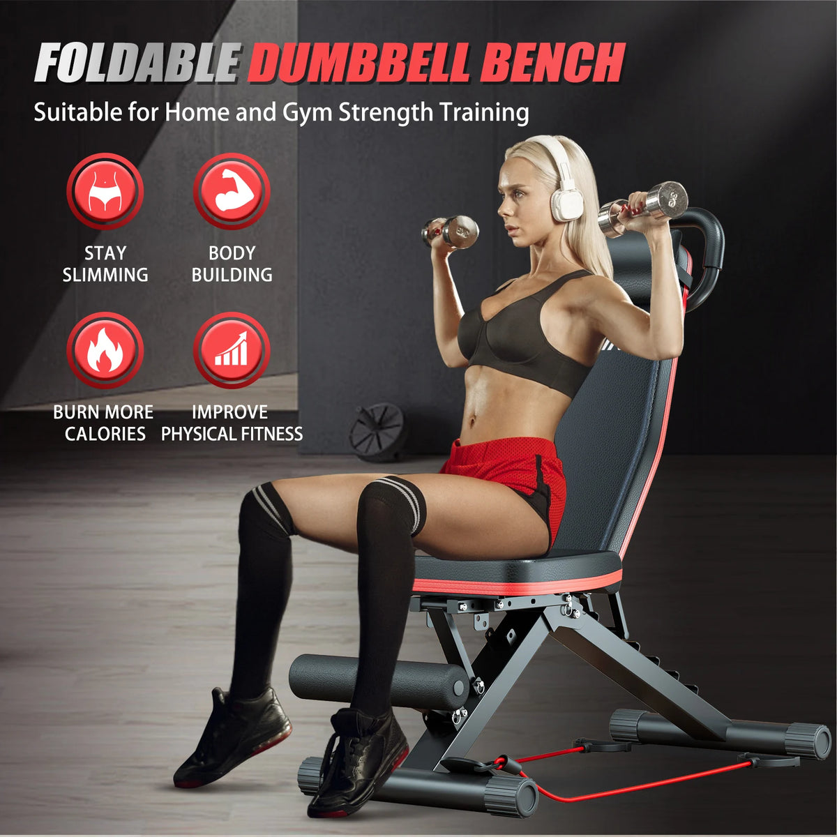 Foldable Multi Functional Dumbbell Bench With Adjustable Levels